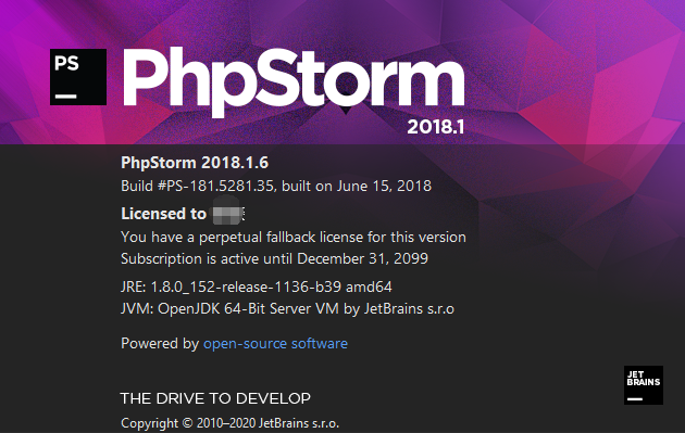 phpstorm运行查看激活年份效果图